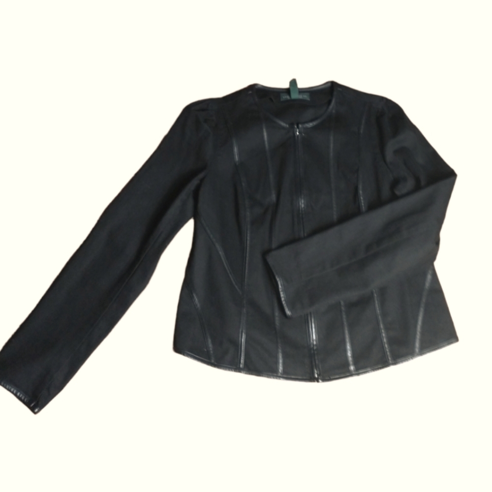 Vintage Ralph Lauren Black Denim Stylized Jacket Size 16